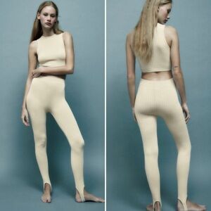 Zara limitless contour stirrup beige leggings